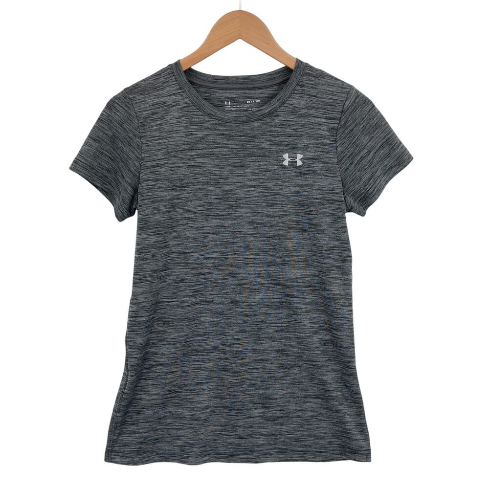 Under armour Tee Shirt Womens Small Gray Space Dye Tech Tiger Crew HeatGear
